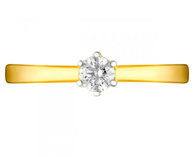 Apart Pierścionek z żółtego złota z brylantem - 0,18 ct - próba 750