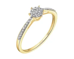 Discount Apart Pierścionek z żółtego złota z diamentami - 0,12 ct - próba 585
