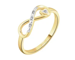 Hot Apart Pierścionek z żółtego złota z diamentami - nieskończoność, serce - 0,01 ct - próba 375