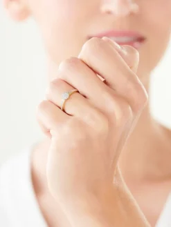 Online Apart Pierścionek z żółtego złota z diamentami - 0,09 ct - próba 585
