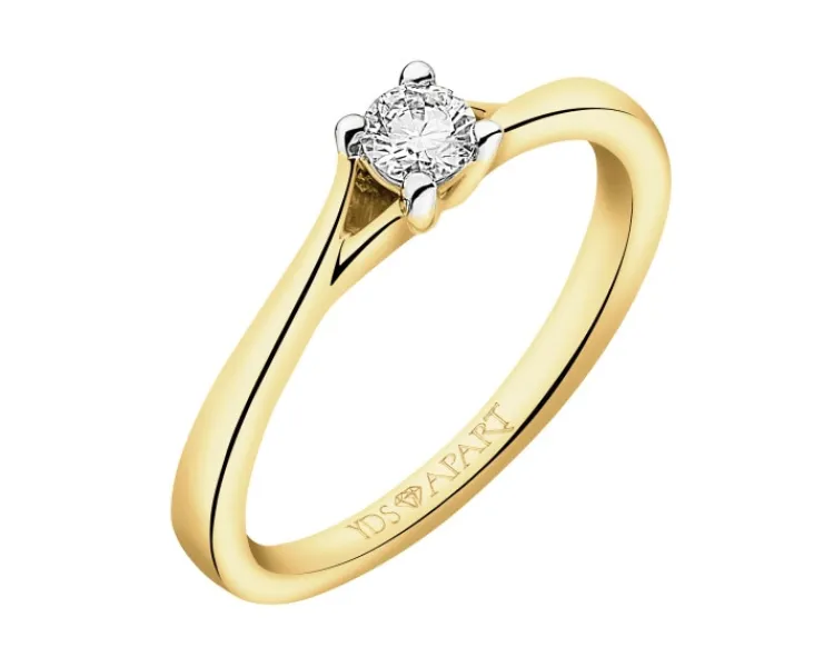 Clearance Apart Pierścionek z żółtego złota z brylantem - 0,18 ct - próba 750