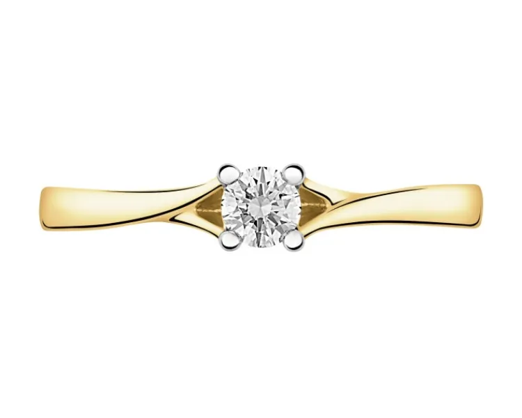 Clearance Apart Pierścionek z żółtego złota z brylantem - 0,18 ct - próba 750