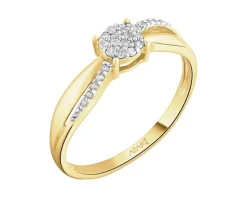 Online Apart Pierścionek z żółtego złota z diamentami - 0,08 ct - próba 375