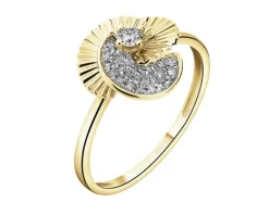 Apart Pierścionek z żółtego złota z diamentami - kwiat - 0,11 ct - próba 585