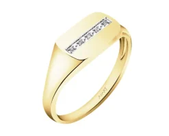 Apart Pierścionek z żółtego złota z diamentami - sygnet - 0,02 ct - próba 585< Sygnety Z Diamentami