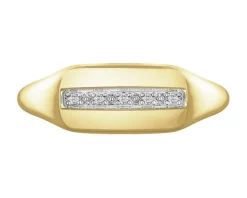 Apart Pierścionek z żółtego złota z diamentami - sygnet - 0,02 ct - próba 585< Sygnety Z Diamentami
