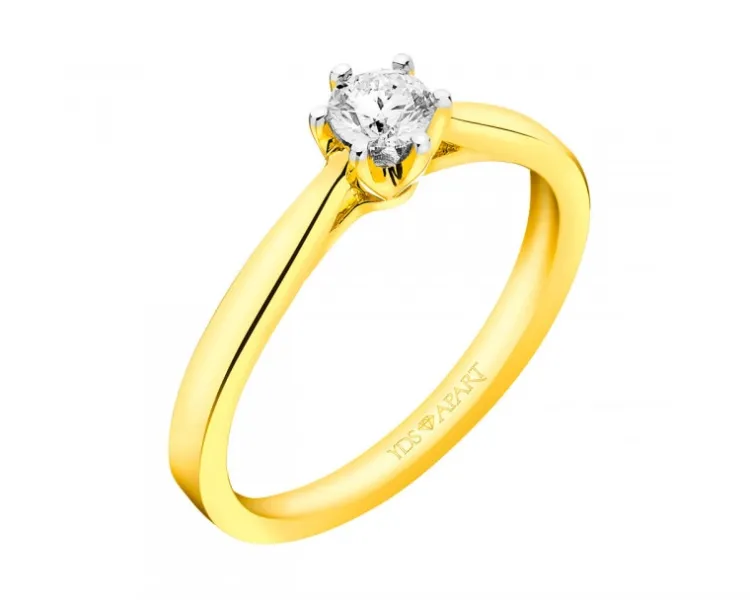 Apart Pierścionek z żółtego złota z brylantem - 0,18 ct - próba 750< Pierścionki