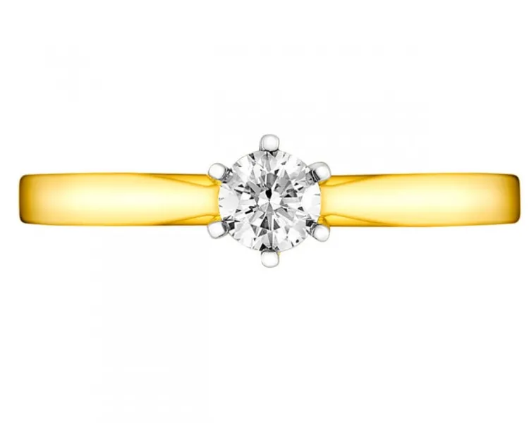 Apart Pierścionek z żółtego złota z brylantem - 0,18 ct - próba 750< Pierścionki