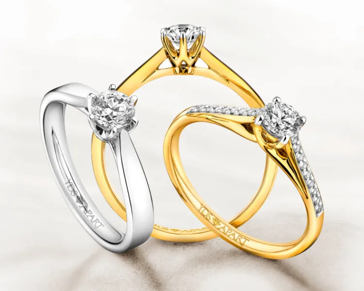 Apart Pierścionek z żółtego złota z brylantem - 0,18 ct - próba 750< Pierścionki
