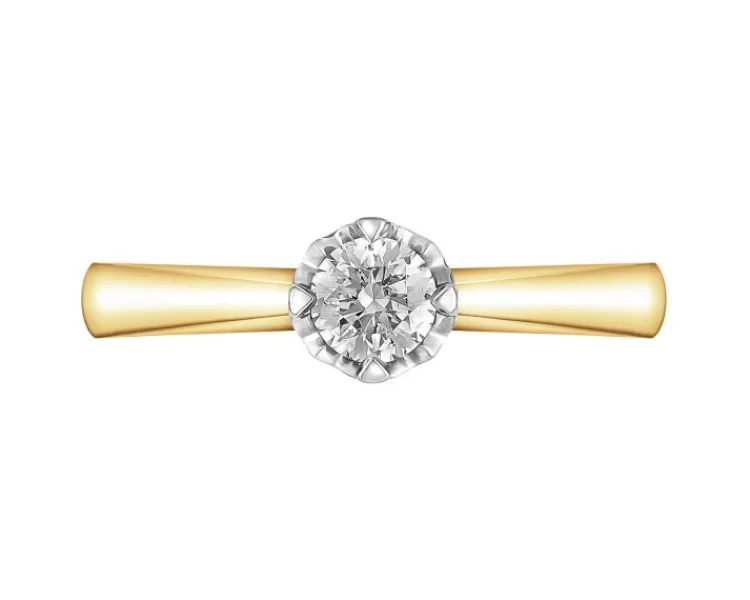 Apart Pierścionek z żółtego złota z brylantem - 0,18 ct - próba 750