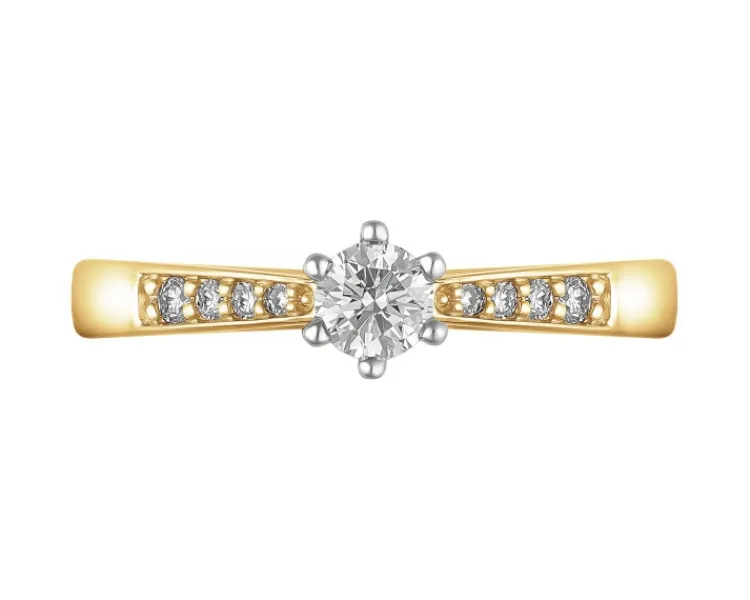 Apart Pierścionek z żółtego złota z brylantami - 0,27 ct - próba 585< Pierścionki