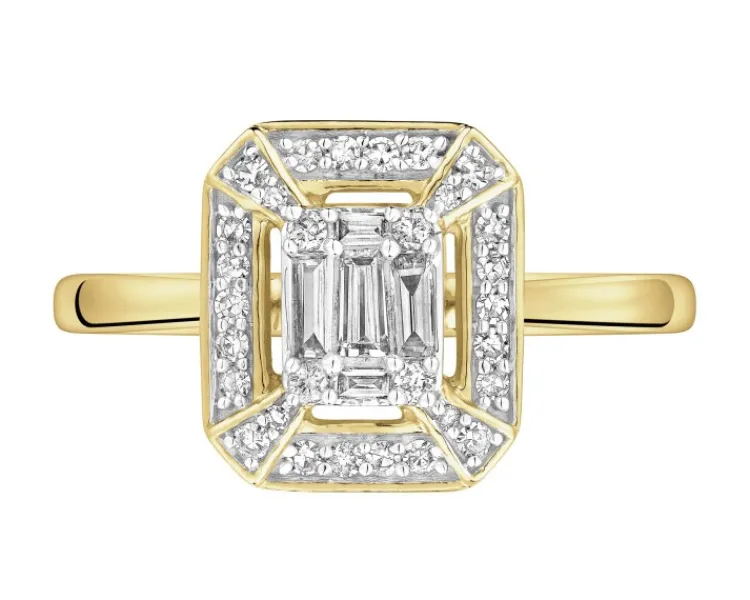 Apart Pierścionek z żółtego złota z diamentami - 0,24 ct - próba 585< Pierścionki
