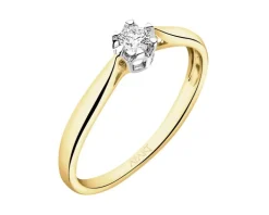 Apart Pierścionek z żółtego złota z brylantem - 0,10 ct - próba 585< Pierścionki