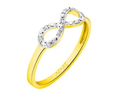 Apart Pierścionek z żółtego złota z diamentami - nieskończoność - 0,03 ct - próba 375< Pierścionki