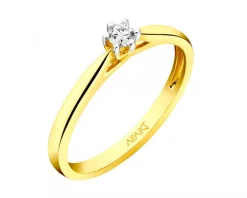 Apart Pierścionek z żółtego złota z brylantem - 0,08 ct - próba 750< Pierścionki