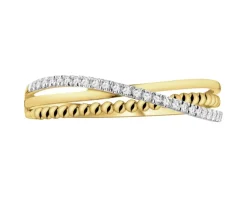 Hot Apart Pierścionek z żółtego złota z diamentami - 0,08 ct - próba 585