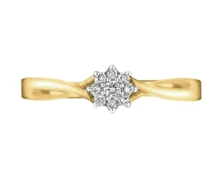 Outlet Apart Pierścionek z żółtego złota z brylantami - 0,10 ct - próba 585
