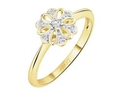 Hot Apart Pierścionek z żółtego złota z diamentami - kwiat - 0,05 ct - próba 585
