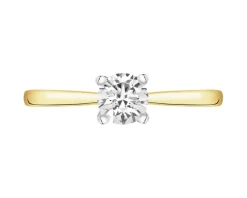 New Apart Pierścionek z  żółtego złota z brylantem laboratoryjnym - 0,25 ct - próba 585