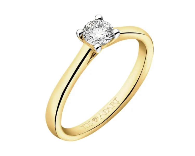 Apart Pierścionek z żółtego złota z brylantem - 0,31 ct - próba 750< Pierścionki