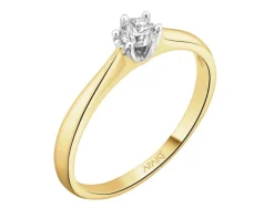 Hot Apart Pierścionek z żółtego złota z brylantem - 0,16 ct - próba 585