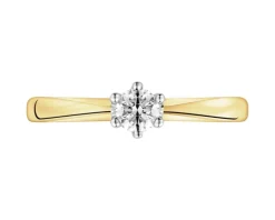 Hot Apart Pierścionek z żółtego złota z brylantem - 0,16 ct - próba 585