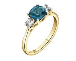 Apart Pierścionek z żółtego złota z diamentami i topazem London Blue - próba 585< Wszystkie
