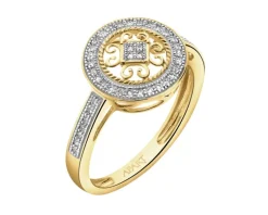 Apart Pierścionek z żółtego złota z diamentami - rozeta - 0,12 ct - próba 585< Pierścionki