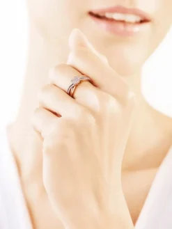Apart Pierścionek z żółtego złota z diamentami - 0,14 ct - próba 375< Pierścionki