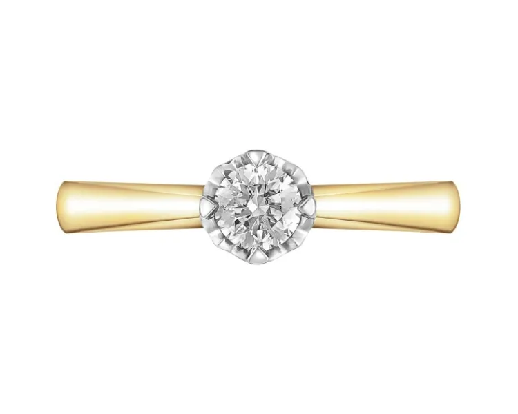 Apart Pierścionek z żółtego złota z brylantem - 0,23 ct - próba 750
