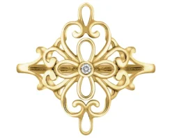 Apart Pierścionek z żółtego złota z brylantem - rozeta - 0,01 ct - próba 375< Pierścionki