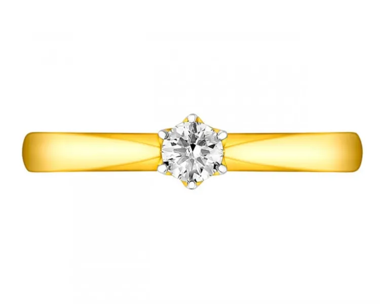 Apart Pierścionek z żółtego złota z brylantami - 0,25 ct - próba 750< Pierścionki