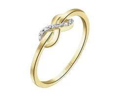 Apart Pierścionek z żółtego złota z diamentami - nieskończoność - 0,03 ct - próba 375< Pierścionki