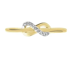 Apart Pierścionek z żółtego złota z diamentami - nieskończoność - 0,03 ct - próba 375< Pierścionki