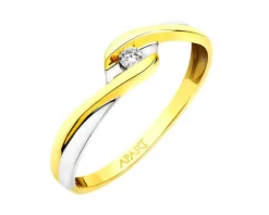 Apart Pierścionek z żółtego złota z brylantem - 0,04 ct - próba 375< Pierścionki