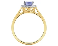 Online Apart Pierścionek z żółtego złota z diamentami i tanzanitem - próba 585