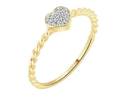 Apart Pierścionek z żółtego złota z diamentami - serce - 0,04 ct - próba 375< Wszystkie