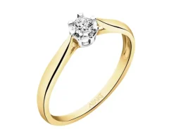 Apart Pierścionek z żółtego złota z brylantem - 0,12 ct - próba 585< Pierścionki