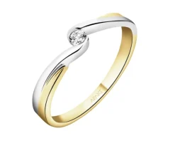 Apart Pierścionek z żółtego złota z brylantem - 0,06 ct - próba 585< Pierścionki