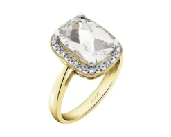 Discount Apart Pierścionek z żółtego złota z diamentami i topazem białym - próba 585