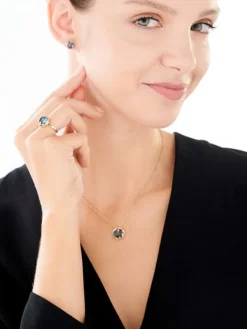 Apart Pierścionek z żółtego złota z diamentami i topazem London Blue - próba 585< Pierścionki