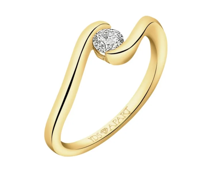 Best Apart Pierścionek z żółtego złota z brylantem - 0,23 ct - próba 750