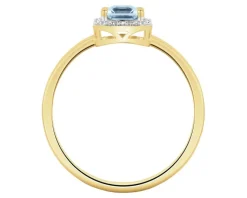 New Apart Pierścionek z żółtego złota z diamentami i topazem Sky Blue - próba 585