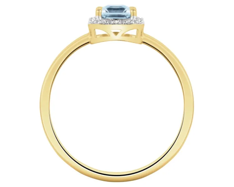 New Apart Pierścionek z żółtego złota z diamentami i topazem Sky Blue - próba 585