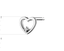 Online Apart Pojedynczy kolczyk z białego złota z diamentem - serce - 0,004 ct - próba 375