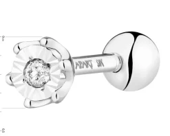 New Apart Pojedynczy kolczyk z białego złota z brylantem do piercingu - 0,01 ct - próba 375