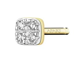 Apart Pojedynczy kolczyk z żółtego złota z diamentami - kwadrat - 0,01 ct - próba 375