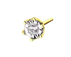 Apart Pojedynczy kolczyk z żółtego i białego złota z brylantem - 0,02 ct - próba 585< Kolczyki Z Diamentami