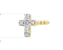 Apart Pojedynczy kolczyk z żółtego złota z diamentami - krzyż - 0,02 ct - próba 375< Wszystkie