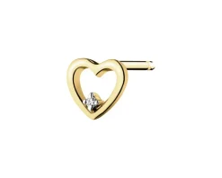 Online Apart Pojedynczy kolczyk z żółtego złota z diamentem - serce - 0,003 ct - próba 375